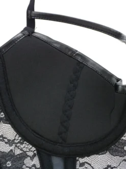 Corset Femme Lingerie Sexy en Dentelle avec Bretelles à Col Décolleté Coupe Cintrée Unicolore