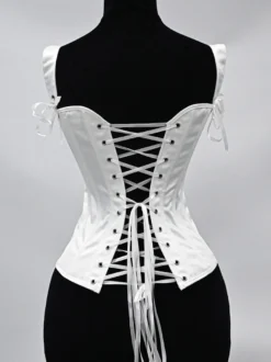 Corset à fines bretelles en satin dos en dentelle gaine amincissante vintage