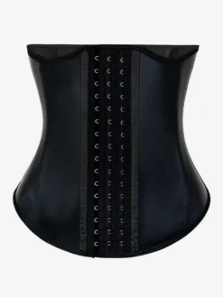 Corset noir sans bretelles pour femme avec boutons sur le devant