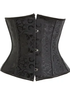 Corset sein nu en jacquard noir lacets de dentelle