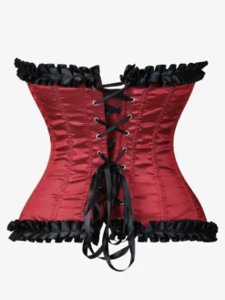Corsets pour femmes Bordeaux Underbust Lacets Cascade Volants Quotidien Décontracté Chic Bustier