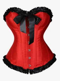 Corsets pour femmes Bordeaux Underbust Lacets Cascade Volants Quotidien Décontracté Chic Bustier