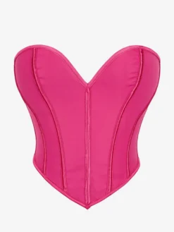Corsets pour femmes en polyester rose à lacets en forme de cœur Lingerie d'intérieur
