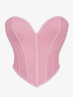 Corsets pour femmes en polyester rose à lacets en forme de cœur Lingerie d'intérieur