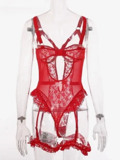 Corsets Teddies en dentelle amovible et découpes noires