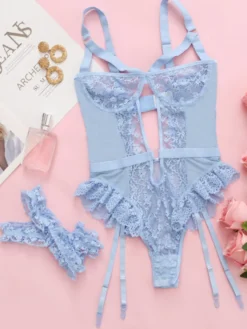 Corsets Teddies en dentelle amovible et découpes noires