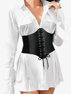 Corset vintage à lacets en microfibre pour femme
