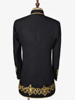 Costume Baroque Noir Opéra Manteau Vintage Hommes Brodé Uniforme Rétro Déguisements Halloween