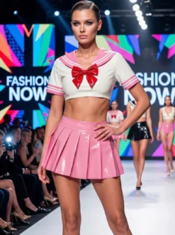 Costume de cosplay de marin deux pièces en PVC brillant style anime japonais JK Uniform.