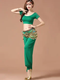 Costume de danse du ventre écharpe ceinture bleu Voile Bollywood accessoires de danse Déguisements Halloween