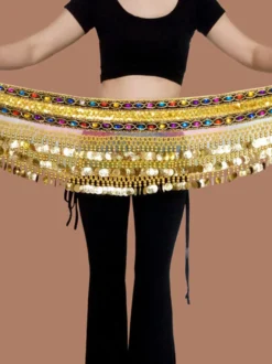 Costume de danse du ventre écharpe ceinture bleu Voile Bollywood accessoires de danse Déguisements Halloween