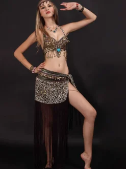 Costume de danse du ventre frange femmes vêtements de danse avec pièce de monnaie