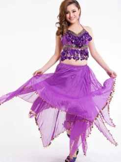 Costume de danse du ventre Outfit femmes jupe en mousseline de soie Top et Voile Bollywood Dancing Wear Déguisements Halloween