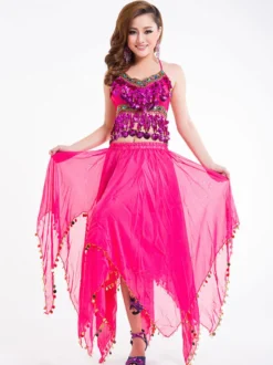 Costume de danse du ventre Outfit femmes jupe en mousseline de soie Top et Voile Bollywood Dancing Wear Déguisements Halloween