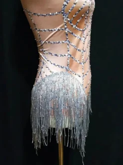 Costume de Danse Jazz Déguisements Halloween Sexy Femmes Perles Glands Mini Combinaisons
