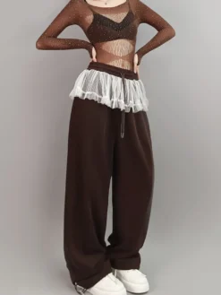 Costume de danse jazz pour femme ensemble haut et pantalon tenue de spectacle