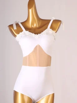 Costume de danse latine Costume White Femmes Polyester Robe Sexy Fleurs Sexy Fleurs Latin Dancer Costume de danse