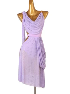 Costume de danse latine costume lavande robe de polyester femme ouverte épaule sexy strass costume de danseur latin danseur
