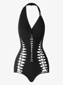 Costume de danse latine haut noir femme haut sexy en polyester Costume de danse
