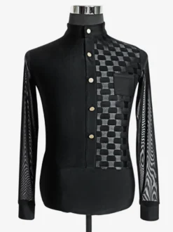 Costume De Danse Latine Homme Top Manches Longues Transparentes Sexy