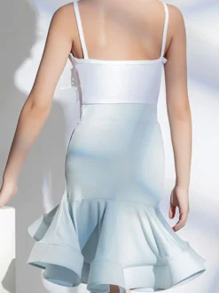 Costume de danse latine jupe supérieure en Polyester pour fille blanche Costume de danse latine