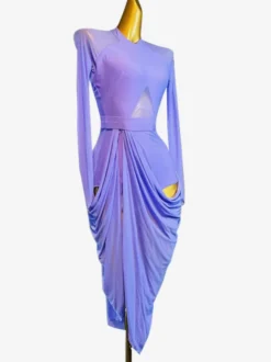 Costume de danse latine lilas robe Sexy en Lycra et spandex pour femmes Costume de danse
