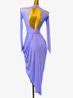 Costume de danse latine lilas robe Sexy en Lycra et spandex pour femmes Costume de danse