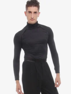 Costume de Danse Latine Noir Hommes Lait Soie Costume De Danse Top Déguisements Halloween