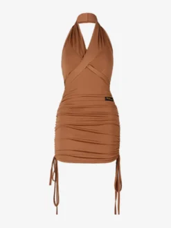 Costume de danse latine noir pour femmes robe en Polyester dos nu élégante plissée vêtements de danse latine