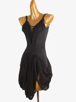 Costume de danse latine noir pour femmes robe en Lycra et spandex Costume de danse latine élégant