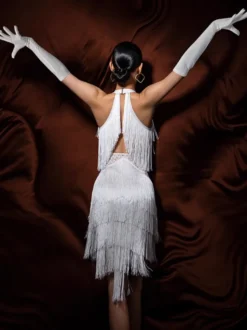 Costume de danse latine pour femmes ensemble à franges robe élégante costume de danse