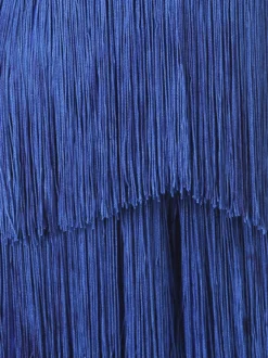 Costume de danse latine robe en polyester pour femmes bleues dos nu Sexy frange danseuse latine vêtements de danse