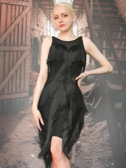 Costume De Danse Latine Robe Noire Femmes Danse Sexy Danseuse Latine