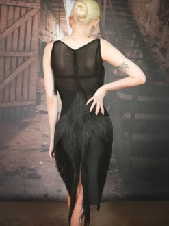 Costume De Danse Latine Robe Noire Femmes Danse Sexy Danseuse Latine