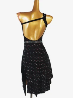 Costume de danse latine robe noire en lycra spandex pour femmes vêtements de danse
