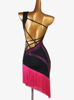 Costume de danse latine Rose Lycra Spandex Robe pour femmes Vêtements de danse