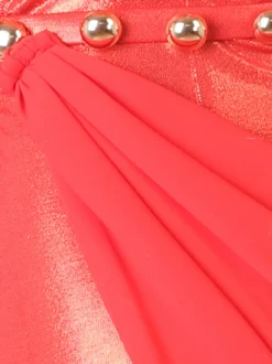 Costume de danse latine rouge pour femmes robe asymétrique en Lycra et spandex à franges vêtements de danse