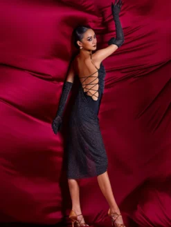Costume de danse latine rouge robe en Polyester pour femmes vêtements de danse Sexy pour danseuse latine
