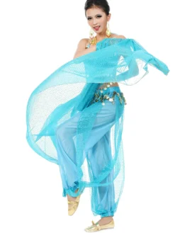 Costume de Danse Orientale En Chiffon Avec Foulard Déguisements Halloween