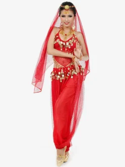 Costume de danse sans manches en mousseline de soie bleue pour femmes tenue de danse du ventre
