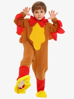 Costume de dinde de Thanksgiving pour enfants peluche kigurumi pour spectacle.