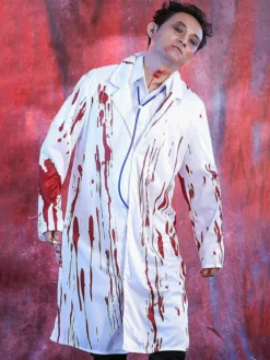 Costume de docteur zombie effrayant pour Halloween pour adultes tenue de chirurgien sanglant