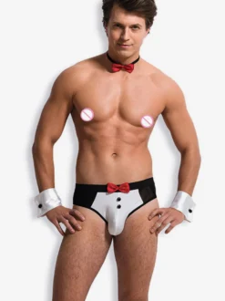 Costume de majordome sexy pour homme dos nu tenue de soirée.