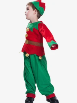 Costume De Noël Elfe Garçons Enfants À Manches Longues Chapeau Ensemble De 3 Pièces Déguisements Noël Cadeau Enfant