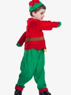 Costume De Noël Elfe Garçons Enfants À Manches Longues Chapeau Ensemble De 3 Pièces Déguisements Noël Cadeau Enfant