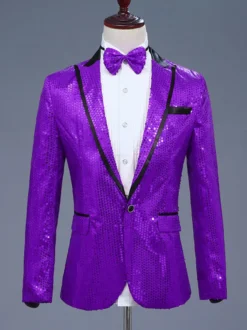 Costume de performance rétro à manches longues en polyester pour hommes