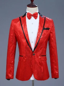 Costume de performance rétro à manches longues en polyester pour hommes
