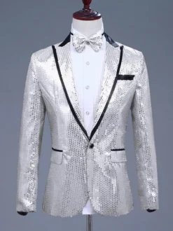 Costume de performance rétro à manches longues en polyester pour hommes