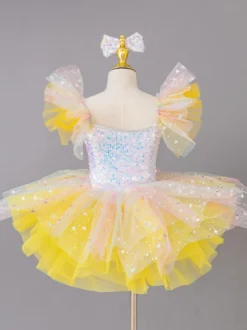 Costume de princesse ballerine pour filles robe à paillettes et fleurs