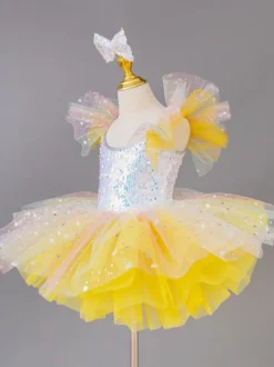 Costume de princesse ballerine pour filles robe à paillettes et fleurs
